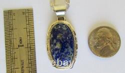 Native American Crested Butte Lapis Lazuli Necklace 18L Signed Larson Lee