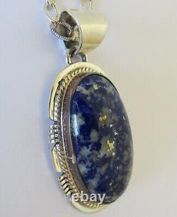 Native American Crested Butte Lapis Lazuli Necklace 18L Signed Larson Lee