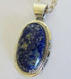 Native American Crested Butte Lapis Lazuli Necklace 18L Signed Larson Lee