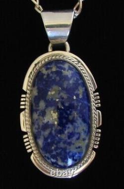 Native American Crested Butte Lapis Lazuli Necklace 18L Signed Larson Lee