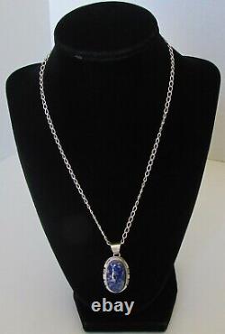 Native American Crested Butte Lapis Lazuli Necklace 18L Signed Larson Lee