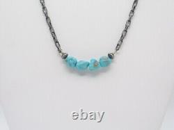 Native American Four Turquoise Stone Navajo Handmade Sterling Silver Necklace
