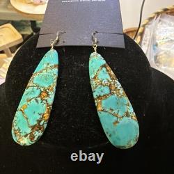 Native American Genuine Turquoise Hand Created 3 Dangle Earrings Genuine Stone