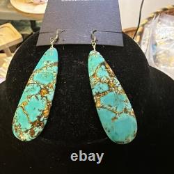 Native American Genuine Turquoise Hand Created 3 Dangle Earrings Genuine Stone