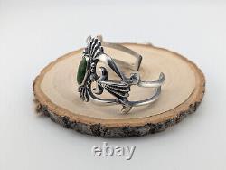 Native American Green Turquoise Cuff Bracelet Sterling Silver Navajo Sz 6.75in