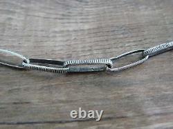 Native American Hand Stamped 23 Sterling Silver Chain Link Necklace Shirley
