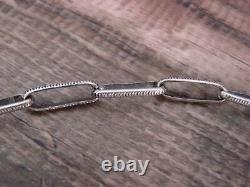 Native American Hand Stamped 23 Sterling Silver Chain Link Necklace Shirley