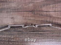 Native American Hand Stamped 23 Sterling Silver Chain Link Necklace Shirley