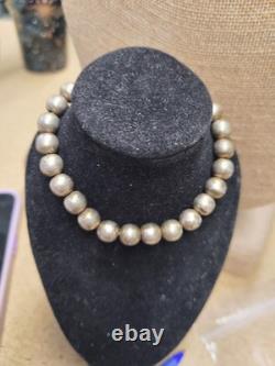 Native American Handmade Sterling Silver Navajo Pearls Bracelet