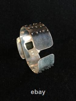 Native American Handmade Sterling Silver & Turquoise Cuff Bracelet