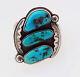 Native American Handmade Sterling Silver With Turquoise Ring Size 12
