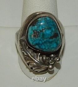 Native American Indian Jessie Thompson Navajo Sterling Turquoise Men's Ring 11