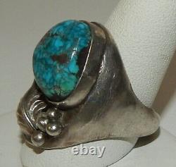 Native American Indian Jessie Thompson Navajo Sterling Turquoise Men's Ring 11