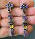 Native American Indian Multi-stone Cluster Sterling Silver Drop Earrings Rd 2.5