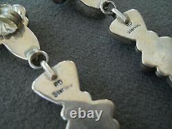 Native American Indian Multi-Stone Cluster Sterling Silver Drop Earrings RD 2.5