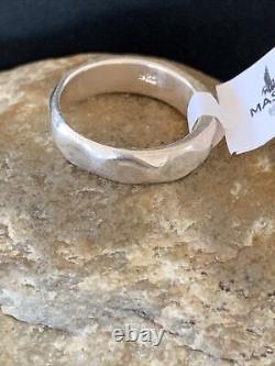 Native American Indian Navajo Womens White Sterling Silver Ring Size 7 01734