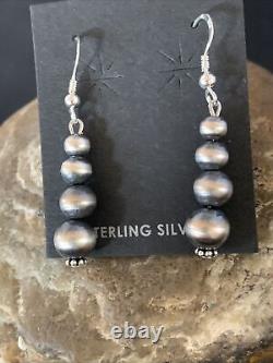 Native American Indian Sterling Silver Navajo Pearls Earrings 1.5 13201