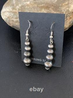 Native American Indian Sterling Silver Navajo Pearls Earrings 1.5 13201