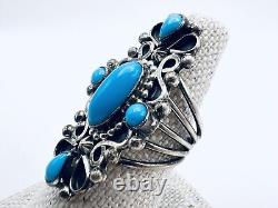 Native American Kathleen Chavez Navajo Sterling Silver Turquoise Ring Sz. 7