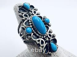 Native American Kathleen Chavez Navajo Sterling Silver Turquoise Ring Sz. 7