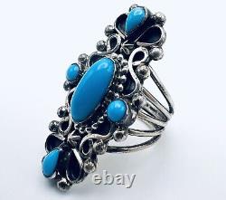 Native American Kathleen Chavez Navajo Sterling Silver Turquoise Ring Sz. 7