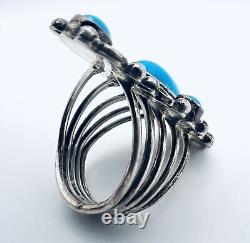 Native American Kathleen Chavez Navajo Sterling Silver Turquoise Ring Sz. 7