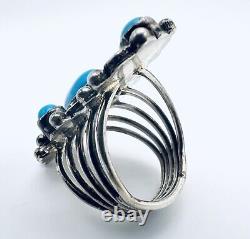 Native American Kathleen Chavez Navajo Sterling Silver Turquoise Ring Sz. 7