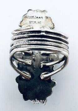 Native American Kathleen Chavez Navajo Sterling Silver Turquoise Ring Sz. 7