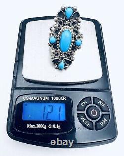 Native American Kathleen Chavez Navajo Sterling Silver Turquoise Ring Sz. 7
