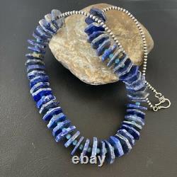 Native American Lapis Turquoise Sterling Silver Necklace Navajo Pearls 01891