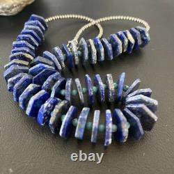 Native American Lapis Turquoise Sterling Silver Necklace Navajo Pearls 01891