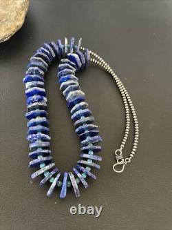 Native American Lapis Turquoise Sterling Silver Necklace Navajo Pearls 01891