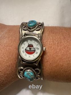 Native American Legacy Concho Sterling Silver Turquoise Watch