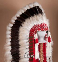 Native American Made NAVAJO Double Trailer War Bonnet Feather Headdress 72