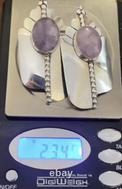 Native American Michael Nez Sterling Silver Charoite NAVAJO Statement Earrings