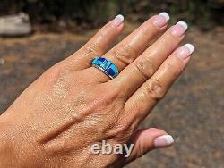 Native American Mosaic Raised Inlay Multi-Stones Rings Unisex Navajo Handmade