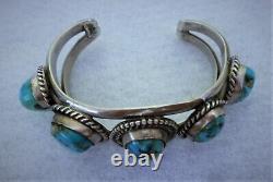 Native American NAVAJO Natural TURQUOISE Cuff Bracelet STERLING SILVER Vintage