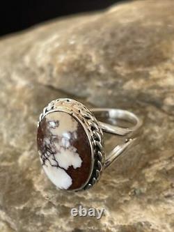 Native American NAVAJO Sterling Silver Crazy Horse Turquoise Ring Sz 6.5 1278