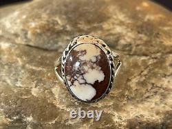 Native American NAVAJO Sterling Silver Crazy Horse Turquoise Ring Sz 6.5 1278