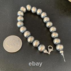 Native American Navajo 10mm Beads 7 Sterling Silver Bracelet 91007