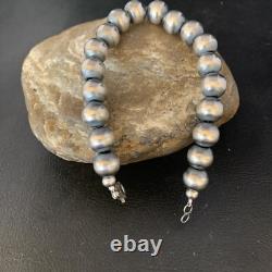 Native American Navajo 10mm Beads 7 Sterling Silver Bracelet 91007