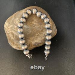Native American Navajo 10mm Beads 7 Sterling Silver Bracelet 91007