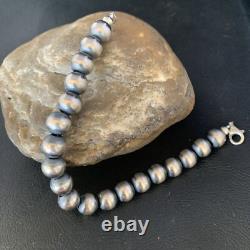 Native American Navajo 10mm Beads 7 Sterling Silver Bracelet 91007
