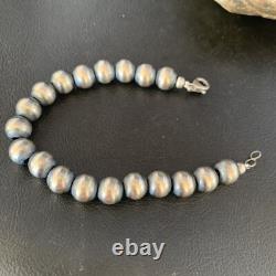 Native American Navajo 10mm Beads 7 Sterling Silver Bracelet 91007
