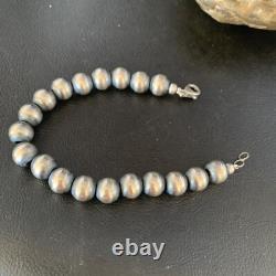 Native American Navajo 10mm Beads 7 Sterling Silver Bracelet 91007