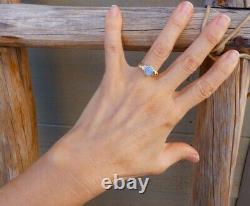 Native American Navajo 14k Gold Boulder Opal Ring & Diamond Accents Size 7.25