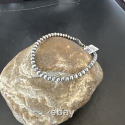 Native American Navajo 4mm Beads 8 Sterling Silver Bracelet 90408