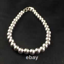 Native American Navajo 7.75 Sterling Silver Beads Bracelet 90108