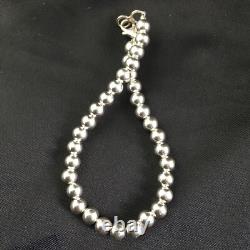 Native American Navajo 7.75 Sterling Silver Beads Bracelet 90108