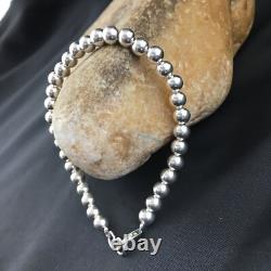 Native American Navajo 7.75 Sterling Silver Beads Bracelet 90108